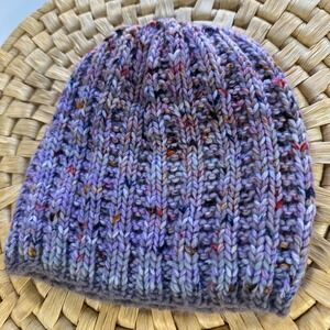 Kids Knit Beanie Hat Purple Multicolor‎ Ribbed Winter Hat Knitwear Warm handmade